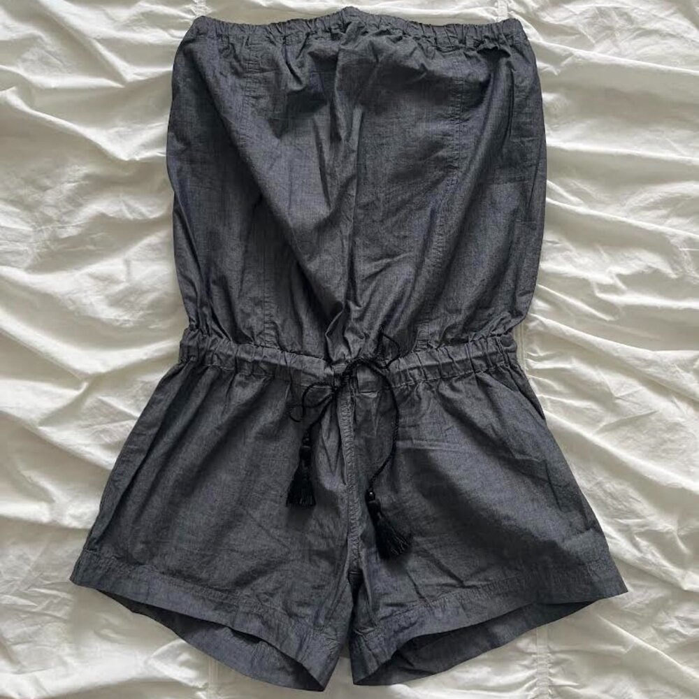 Grey Cut-Out Back Tube Top One-Piece Romper